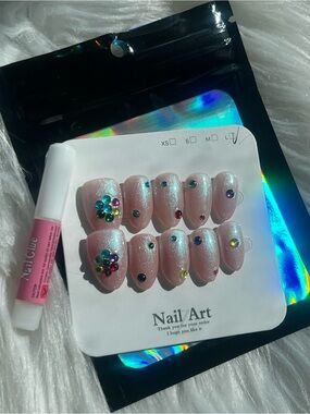 Press on nails size large handmade includes glue